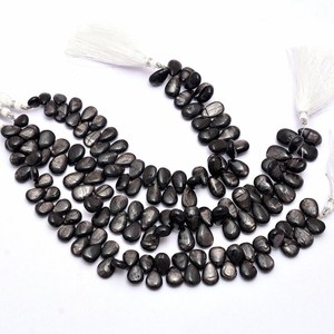 Cuentas de Hipersteno AAA+ de 11mm-14mm, Forma de Pera, Lisas, Cuentas de Hipersteno Negro Natural, Piedras Preciosas Semipreciosas para la Fabricación de Joyas - Product Image 2