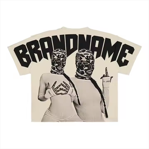 T-shirt imprimé graphique épais, style vintage streetwear, coupe oversize et carrée, personnalisable, t-shirts courts et carrés imprimés - Product Image 3