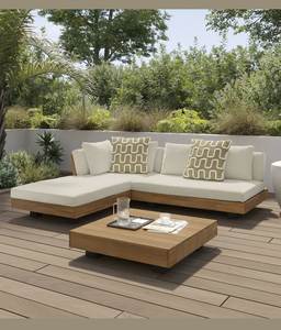 Conjunto de Sofá de Jardín en Forma de L con Estructura de Madera, Cojines y Almohadas Decorativas para Terraza o Patio - Product Image 1