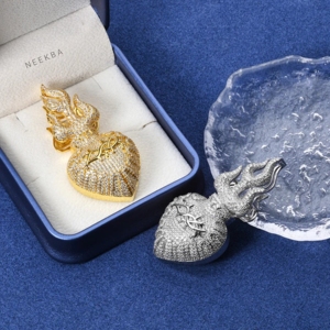 Colgante de Corazón con Espinas de Plata de Ley 925 y Moissanita - Colgante de Corazón de Moissanita Estilo Hip Hop, Colgante de Corazón para Uso Diario Estilo Drip - Product Image 6