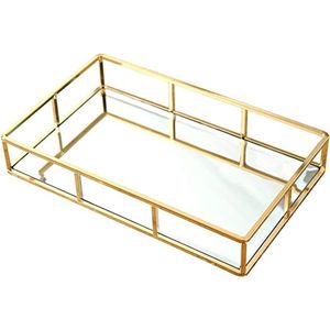 Wholesale Luxury Gold Metal Mirrored Vanity <b>Tray</b> Rectangular Cosmetic Perfume Organizer <b>Tray</b> <b>Decorative</b> Wedding Centerpiece <b>Tray</b> - Product Image 1