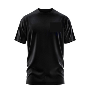 T-shirts en coton pour hommes en gros avec poche avant, logo personnalisé, t-shirts vierges unis, marque privée, OEM ODM, t-shirts en coton à col rond - Product Image 5
