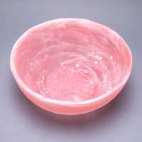 Bol rond rose en résine polie fait main, écologique, design rétro, pour servir les aliments lors de fêtes