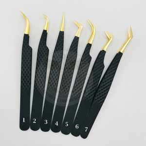 High Quality Black Gold Diamond Grip <b>Eyelash</b> <b>Extension</b> Tweezers Small Pointed Stainless Steel Sustainable <b>Mink</b> Lashes Pakistan - Product Image 1
