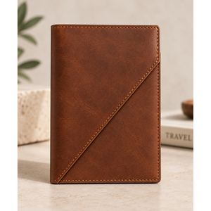 RFID Blocking Slim Genuine Leather Passport <b>Wallet</b> with Custom Logo Long <b>Card</b> <b>Holder</b> Fold Design - Product Image 2