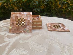 Elegant Marble MOP Coaster Set Handmade Decorative <b>Table</b> <b>Protector</b> Luxury Home Dining Restaurant Gift Collection - Product Image 6