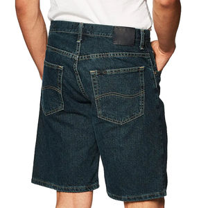 Pantalones Cortos Bermuda de Mezclilla Azul Oscuro para Hombre, Cintura Media, Cierre de Botones, Estilo Casual con Bolsillos, Tela 100% Algodón Tejido - Product Image 1