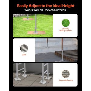 Piedini di Livellamento Regolabili 46,2 cm, Altezza Regolabile, Capacità di Carico 1500 kg, Piedini per Ponteggi a C Solidi, Componenti per Impalcature e Scale - Product Image 5