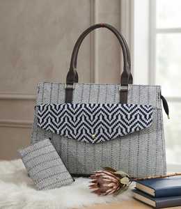 Geometric Jacquard <b>Tote</b> Handbag Anti-Theft <b>Zipper</b> Shoulder <b>Bag</b> with Pouch for Daily Travel - Product Image 3
