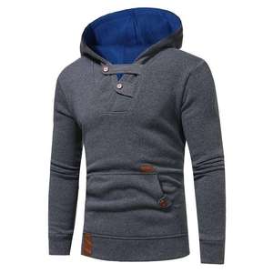 <b>Men's</b> Heavy Cotton French Terry Fleece Hooded <b>Pullover</b> Hoodie with Pocket Regular Fit Custom Logo Front Winter Streetwear - Product Image 3