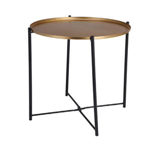 Mesa Auxiliar Redonda de Metal con Función Plegable, Ahorra Espacio, para Sala de Estar o Dormitorio - Product Image 1