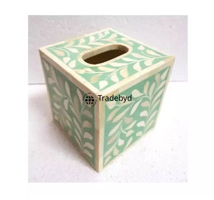 Caja y Soporte para Pañuelos de Lujo Hechos a Mano con Incrustaciones de Hueso Ecológicas, Accesorio Decorativo para el Hogar Tradebyd - Product Image 4