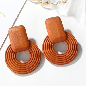 Boucles d'oreilles pendantes géométriques en bois pour femme, faites à la main, personnalisées, légères, pour fêtes, usage quotidien et occasions festives, bijoux fantaisie - Product Image 2