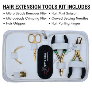 Ensemble d'outils professionnels pour extensions de cheveux de salon avec pinces à micro-perles, outil de pose d'extensions à velcro et mini-ciseaux de coupe - Product Image 2