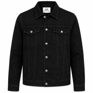 Men's Black Denim Jacket Casual Turn-down Collar Single Breasted Washed Cotton Regular Fit Autumn Wear - Product Image 3