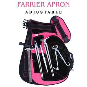 Kit d'outils de fermeur pour le soin et le forgeage des sabots de cheval avec tablier rose, coupe-sabot, écarteur de sabot, pince à tête ronde et pince à sabots - Product Image 5