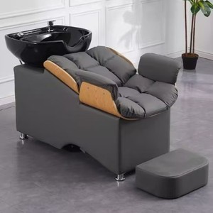 Sillón de Lavado de Cabello Moderno para Salón, con Respaldo Acolchado, Lavabo de Cerámica y Estructura Metálica - Product Image 4