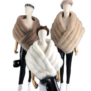 Fox Fur Breathable Knitted Velour <b>Wrap</b> Coat Women Winter Warm Mandarin Collar Shawl Solid Color Beige Brown <b>White</b> Fashion - Product Image 1