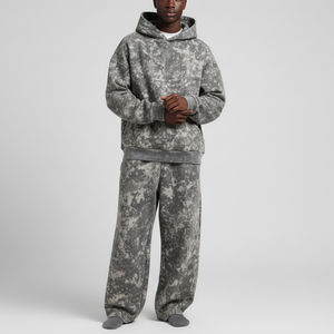 Ensemble de survêtement d'hiver pour hommes, streetwear, couleur unie, sweat à capuche et pantalon de jogging, haute qualité, 100% coton, personnalisable OEM - Product Image 4