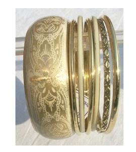 Brass Cuff <b>Bangle</b> for Women Antique Gold Plated Floral <b>Engraved</b> Bezel Setting Trendy Fashion Bracelet for Anniversary Gift - Product Image 2