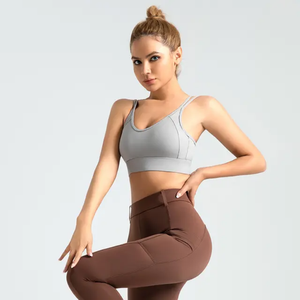 Soutien-gorge de sport côtelé sans couture de haute qualité pour femme, extensible dans quatre directions, léger, pour la gym, le fitness et l'entraînement - Product Image 5