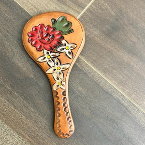 New <b>Engraved</b> <b>Tooled</b> Leather Handheld Mirror Western Genuine Leather Makeup Hand Mirror Personalized Vintage Mirror Gift for Her - Product Image 2