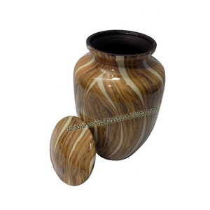 Aluminium Round Cremation Urn with Velvet Protection Bag Traditional & Modern Design Art & Collectible for Human Ashes - Product Image 1