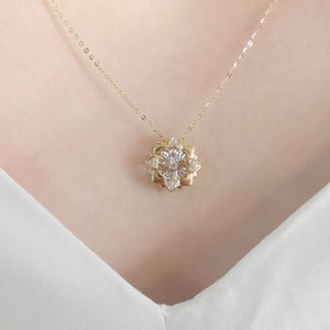 Joyería Fina, Collar de Diamantes con Diseño de Baile en Oro Puro de 14K/18K, Collares con Colgante de Diamantes de Laboratorio, para Compromiso y Fiestas, para Chicas - Product Image 2