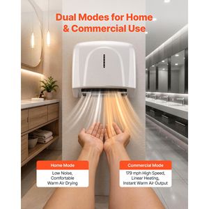Asciugamani Elettrico Automatico ad Alta Velocità 1300W con Filtro HEPA, Costruzione Premium in ABS per Bagno AC110 - Product Image 4