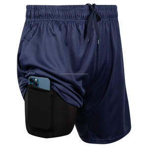 กางเกงขาสั้นผ้าโพลีเอสเตอร์100% สำหรับผู้ชายกางเกงขาสั้นสำหรับวิ่งออกกำลังกายแบบ2 in 1สำหรับผู้ชาย - Product Image 4