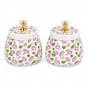 ขวดใส่เครื่องเทศลายดอกบัว ฝาปิดทรงกลมแบบสุญญากาศ ภาชนะเก็บเครื่องเทศสำหรับห้องครัว - Product Image 1