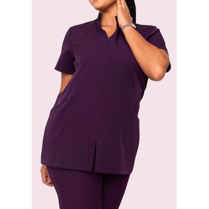 Tunique de mode personnalisable pour femmes, uniforme de salon de beauté et SPA, haut d'hôtel à col en V avec fente latérale - Product Image 1