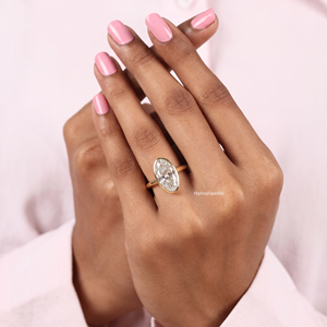 925 <b>Sterling</b> <b>Silver</b> Bezel <b>Set</b> Oval Moissanite <b>Ring</b> Gold Plated Solitaire Engagement <b>Ring</b> Minimalist Fine Jewelry for Women Gifts - Product Image 5