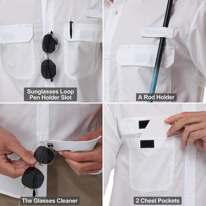 Chemises de pêche haute performance, style streetwear, coton et élasthanne, produit exceptionnel, col rabattu, pour hommes - Product Image 5