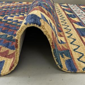 Alfombra Abstracta de Lana con Bucle, Hecha a Mano, Moderna, Ecológica, Intrincada, Multicolor y Texturizada - Product Image 3