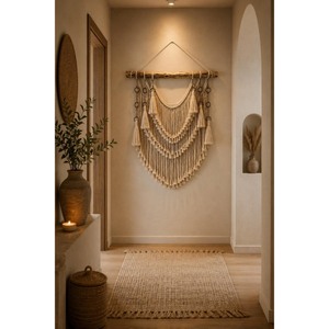 Highest Quality Macrame Wall Hanging Natural Fiber Art Piece Irregular Shape Home Decor Living Room <b>Single</b>-Piece Package - Product Image 3