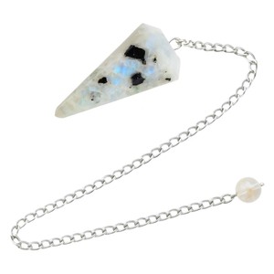 Pendentif en cristal de pierre de lune le plus vendu, forme conique, poli et sculpté, magnifique outil de radiesthésie, guérison énergétique, vente en gros, parfait - Product Image 1