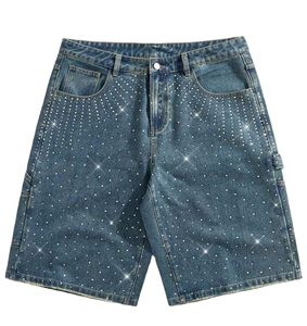 Custom Embroidery Rhinestone Sweat <b>Shorts</b> New Straight Sweat Pant For Unisex Street Wear & Casual Wear - Product Image 5