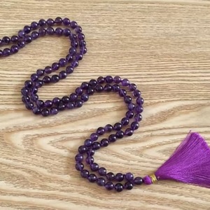 Wholesale 108 Natural 8mm Amethyst Mala Beads Customizable Crystal Necklace Handmade Dynamic Crystal <b>Art</b> Collectible for - Product Image 6
