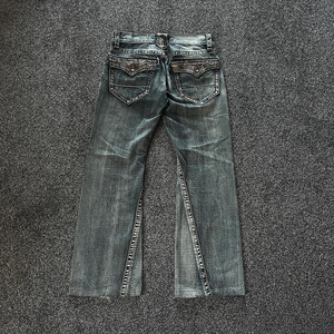 Latest Design New Arrival Customized Distressed High Quality Breathable Unisex Stonewashed Solid 140z Denim Straight Jeans <b>Pants</b> - Product Image 3
