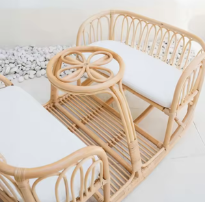 Natural Rattan Baby Relax <b>Chair</b> Double Seat Rocking Bench for Children <b>Kids</b> <b>Recliner</b> Wicker <b>Chairs</b> for <b>Kid</b> Room Nursery - Product Image 6