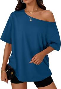 <b>Feather</b> Trim Short Sleeve Loose Fit Summer <b>Top</b> Women's Modern One Shoulder Casual Eco-Friendly Velvet Party <b>Top</b> - Product Image 3