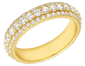 Bague Éternité en Moissanite Diamant Prix de Gros Usine - Bague en Or 14 carats à 3 Rangs avec Diamants Ronds Brillants - Product Image 5