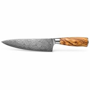 Couteau de chef en acier Damas de qualité supérieure, avec manche équilibré pour une utilisation quotidienne, lame en acier à motif artisanal, qualité supérieure - Product Image 1