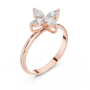 Bague de fiançailles en or rose avec diamant moissanite taille marquise motif floral pour femme, bague minimaliste fleurie pour mariage, anniversaire ou promesse - Product Image 4