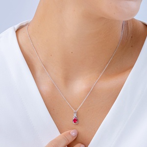 Pendentif en or massif 14k 18k avec rubis rouge naturel en forme d'infini et motif 'X' en diamant, bijoux fins de haute qualité, collier en pierres précieuses - Product Image 3
