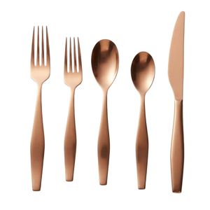 Ensemble de couverts de luxe en or rose mat, couteau, fourchette, cuillère en acier inoxydable, design moderne, vaisselle pour la maison et la cuisine - Product Image 1