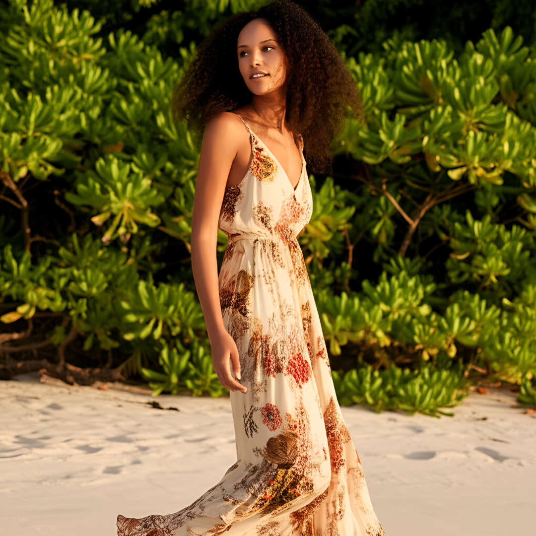 【THE MOZZ】Aro Flower Chiffon One Piece ROSECHIFFONOFF-
