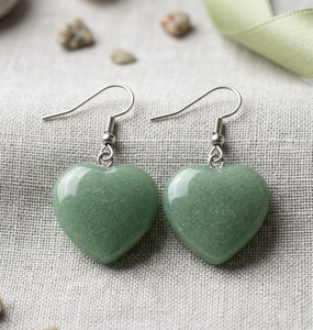 Pendientes de Aro con Forma de Corazón de Aventurina Verde para Mujer - Ideales para Fiestas, Bodas y Regalos - Product Image 4