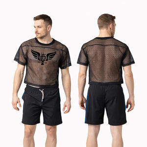 Camiseta de malla personalizada al por mayor para hombre, manga corta, cuello redondo, transpirable, deportiva, estilo urbano - Product Image 2